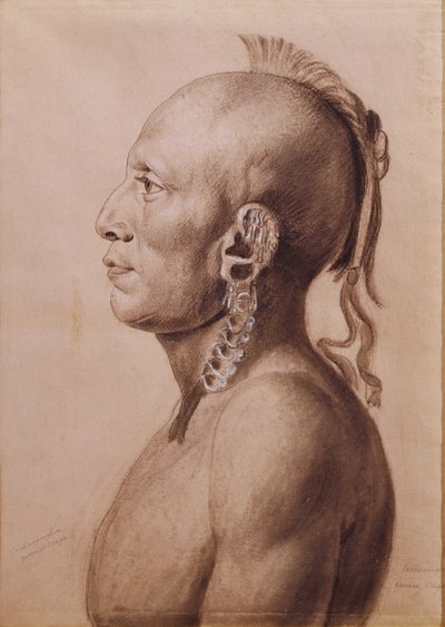 Cachasunghia, en Osage Warrior, 1806 (blyant og kul på papir) af Charles Balthazar Julien Févret de Saint Mémin