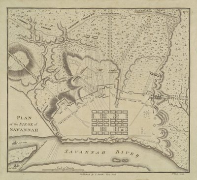 Plan for belejringen af Savannah, 1796. af Charles Balthazar Julien Févret de Saint Mémin