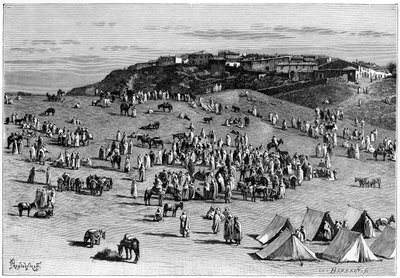 Boghari landsby og marked, c1890 af Charles Barbant