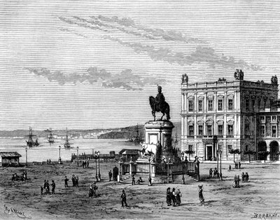 Commerce Square, Lissabon, Portugal, 1800-tallet. af Charles Barbant