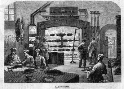 La Rotisserie des cuisines du Palais des Tuileries, i 1864. Indgravering af F. Lix og Barbant efter tegning af Moullin. af Charles Barbant