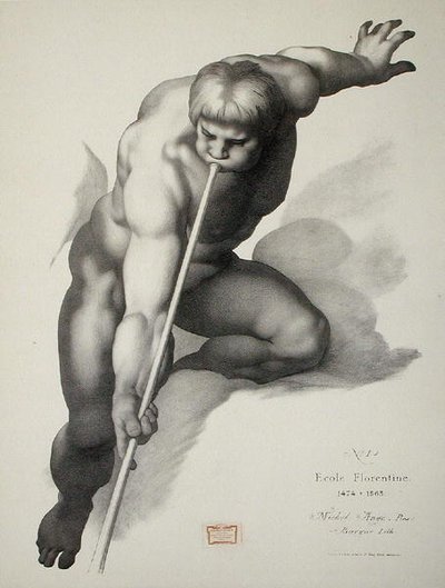 Engel spiller på trompet, plade 1 fra Cours de Dessin bind II: 
