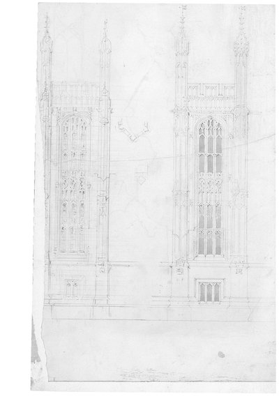 Tegning for parlamentets huse, ca. 1836-40 (blyant på papir) af Charles Barry