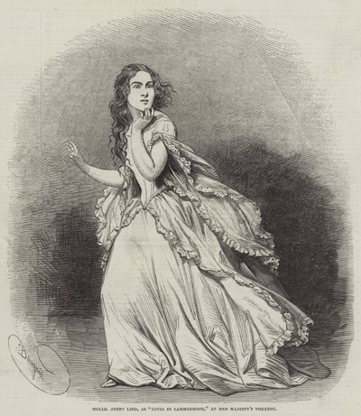 Mademoiselle Jenny Lind, som Lucia di Lammermoor, i Hendes Majestæts Teater af Charles Baugniet