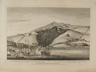 ?En sydlig udsigt over Fort Royal på øen Guadaloupe?, 1759 ca af Charles Benazech