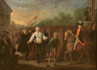Ludvig XVI (1754-93) ved foden af stilladset, 21. januar 1793 af Charles Benazech
