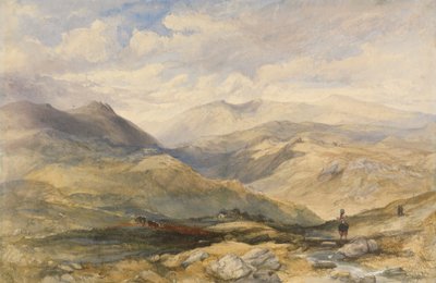 Højlandslandskab med figurer af Charles Bentley