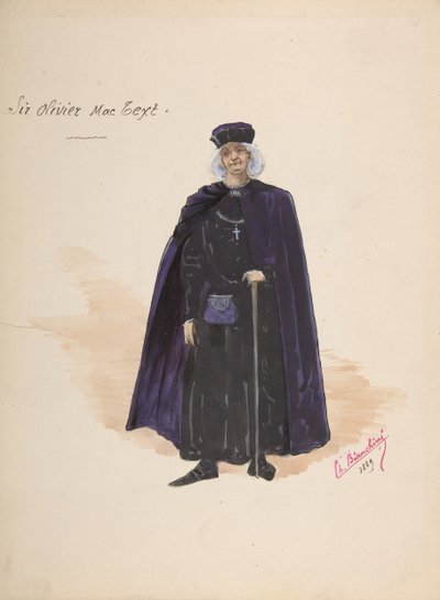 Kostume til Sir Olivier McText [a], Descriptive Sheet of Accessories [b], 1889. af Charles Bianchini