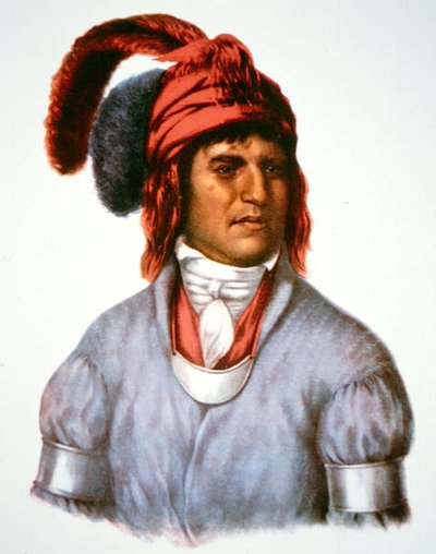 Ledagie, en høvding af Creek-folket, fra et maleri fra 1825 (farvelitografi) af Charles Bird (after) King