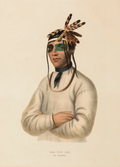 CAA-TOU-SEE. AN OJIBWAY, fra Historien om indianerstammerne i Nordamerika af Charles Bird King