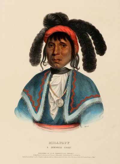 MICANOPY. A SEMINOLE CHIEF, fra History of the Indian Tribes of North America. af Charles Bird King