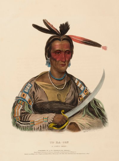 TO-KA-CON. A SIOUX CHIEF, fra History of the Indian Tribes of North America. af Charles Bird King
