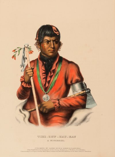 TSHI-ZUN-HAU-KAU. A WINNEBAGO, fra Historien om indianerstammerne i Nordamerika af Charles Bird King