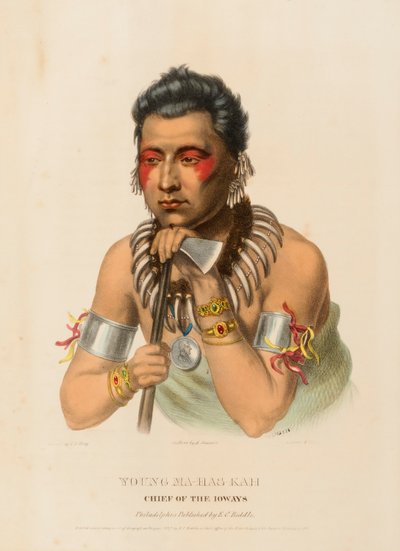 UNGE MA-HAS-KAH. CHIEF OF THE IOWAYS, fra History of the Indian Tribes of North America af Charles Bird King