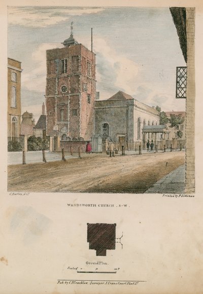 Sydvestlig visning af Wandsworth Church af Charles Burton