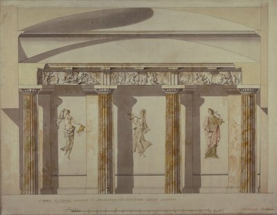 Design til det store kabinet i Pavlovsk-paladset, begyndelsen af 1780