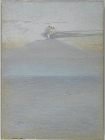 Udsigt over Vesuv: Virkning kl. 11.25, 21. december 1913 (pastel på gråblåt vævet papir) af Charles Caryl Coleman