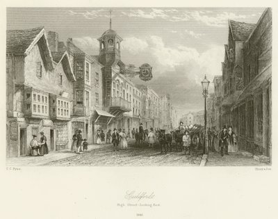 Guildford, High Street, kigger mod øst, 1840 af Charles Claude Pyne
