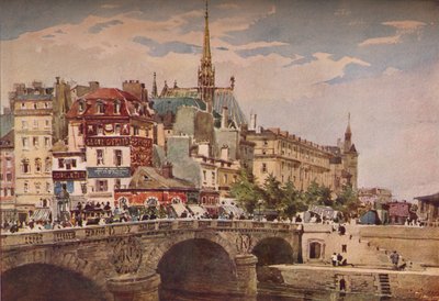 Paris fra Pont St Michel, c1846 af Charles Claude Pyne