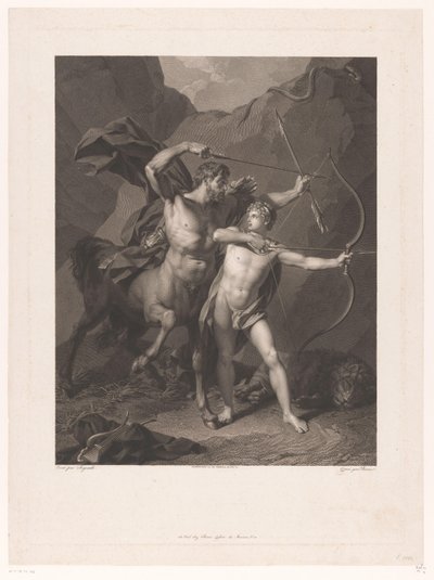 Chiron instruerer Achilles i bueskydning af Charles Clément Bervic
