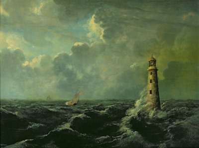 Havlandskab med fyrtårn (olie om bord) af Charles Codman