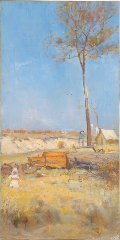 Under en sydlig sol (Tømmerkløverlejr) af Charles Edward Conder