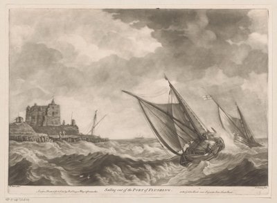 Sejlbåde afgår fra havnen i Vlissingen Sejler ud af Port of Flushing (titel på objekt) af Charles Corbutt