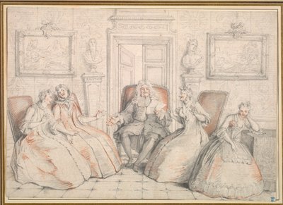 Trissotin Reading til Philaminte, Bélise og Armande..., sandsynligvis ca. 1725-1726. af Charles Coypel