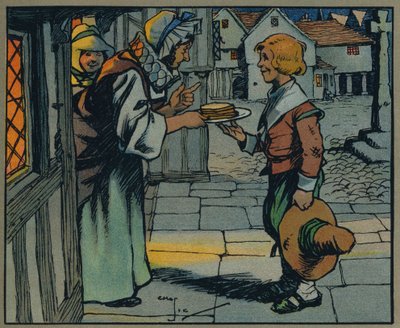 Brunt brød og smør (farve litho) af Charles Crombie