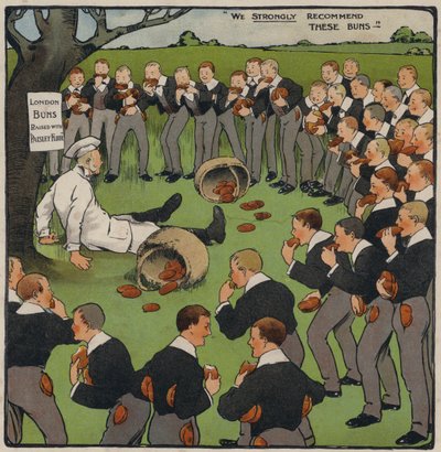 London Buns (farve litho) af Charles Crombie