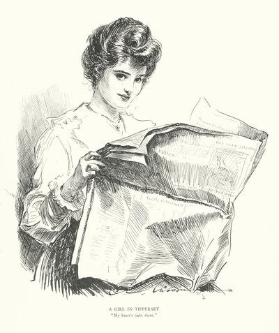 En pige i Tipperary, "Mit hjerte er lige der" (litografi) af Charles Dana Gibson