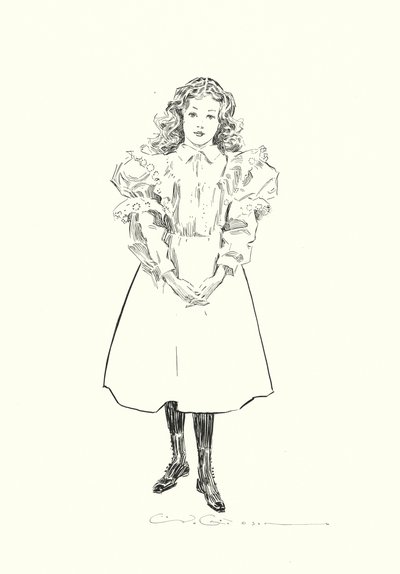 En lille amerikansk pige (litografi) af Charles Dana Gibson