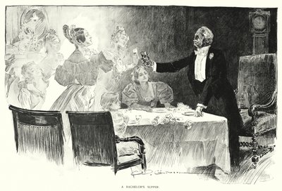 En ungkarl aftensmad (litho) af Charles Dana Gibson