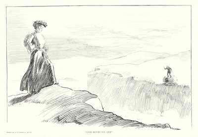 "Se dig for, før du springer" (litografi) af Charles Dana Gibson