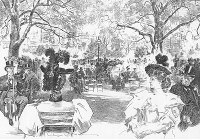 Søndag eftermiddag nær Stanhope Gate, ca. 1897 (litho) af Charles Dana Gibson