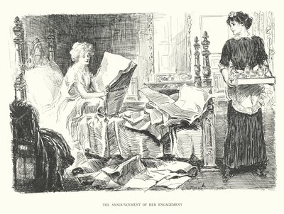 Bekendtgørelsen af hendes forlovelse (litografi) af Charles Dana Gibson