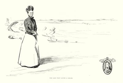 Pigen, der elskede en sømand (litografi) af Charles Dana Gibson