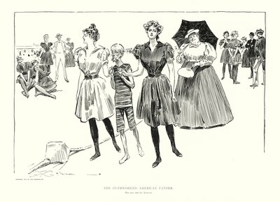 Den overbebyrdede amerikanske far (litho) af Charles Dana Gibson