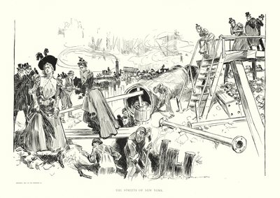 Gaderne i New York (litografi) af Charles Dana Gibson