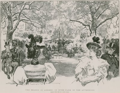 Sæsonen i Hyde Park, London, om eftermiddagen (gravering) af Charles Dana Gibson