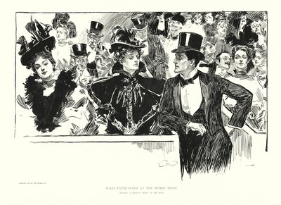 Vild begejstring ved hesteshowet (litho) af Charles Dana Gibson