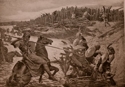 Cæsar krydser Themsen, illustration fra 