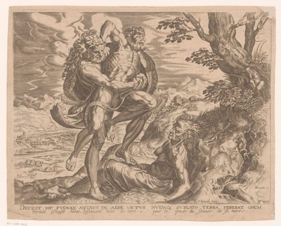 Hercules kæmper med Antaeus Labours of Hercules efter Frans Floris (serietitel) af Charles David