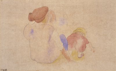 (Kvinde med barn i rød dragt) af Charles Demuth