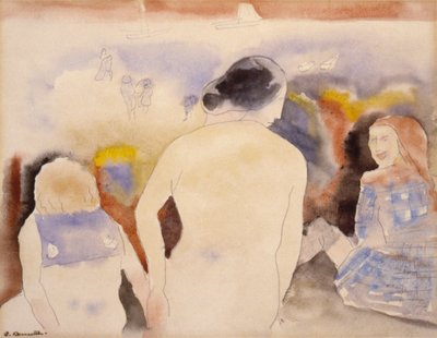 Uden titel (Kvinde med sort hår og to børn) af Charles Demuth