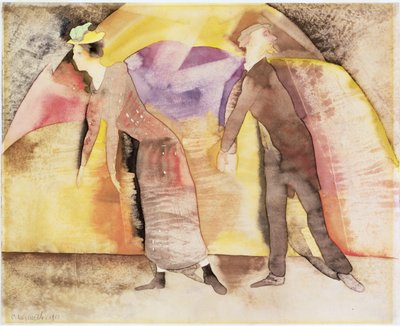 Vaudeville - Kvinde og mand på scenen, 1917 (wc på papir) af Charles Demuth