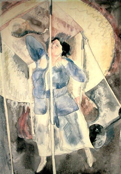 Kvinde med boksesæk (akvarel på papir) af Charles Demuth