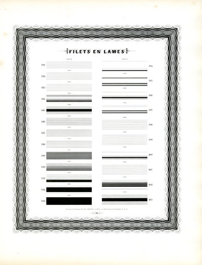 Typografiske linjeelementer - Filets en Lames, anden serie (tryk) af Charles Derriey