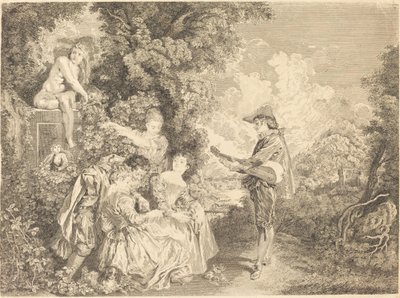 kærlighed lektion af Charles Dupuis after Antoine Watteau