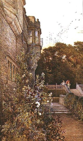 On the Terrace, Haddon Hall (akvarel) af Charles Earle